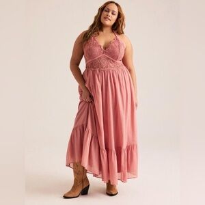 torrid Rose Pink Lace Halter Maxi Dress